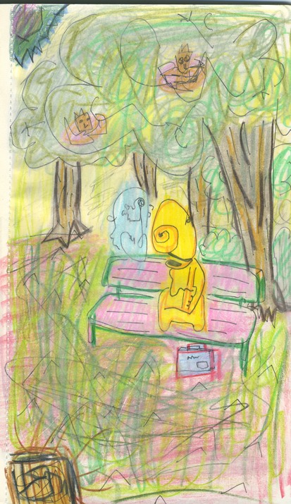 Sitting on a Bench in a Park