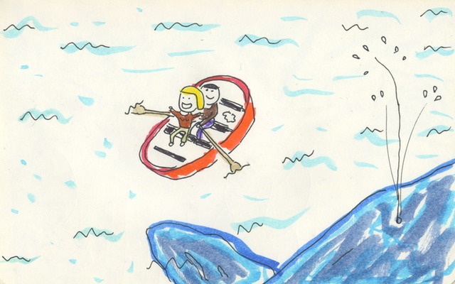 Rowing Boat next to Whale